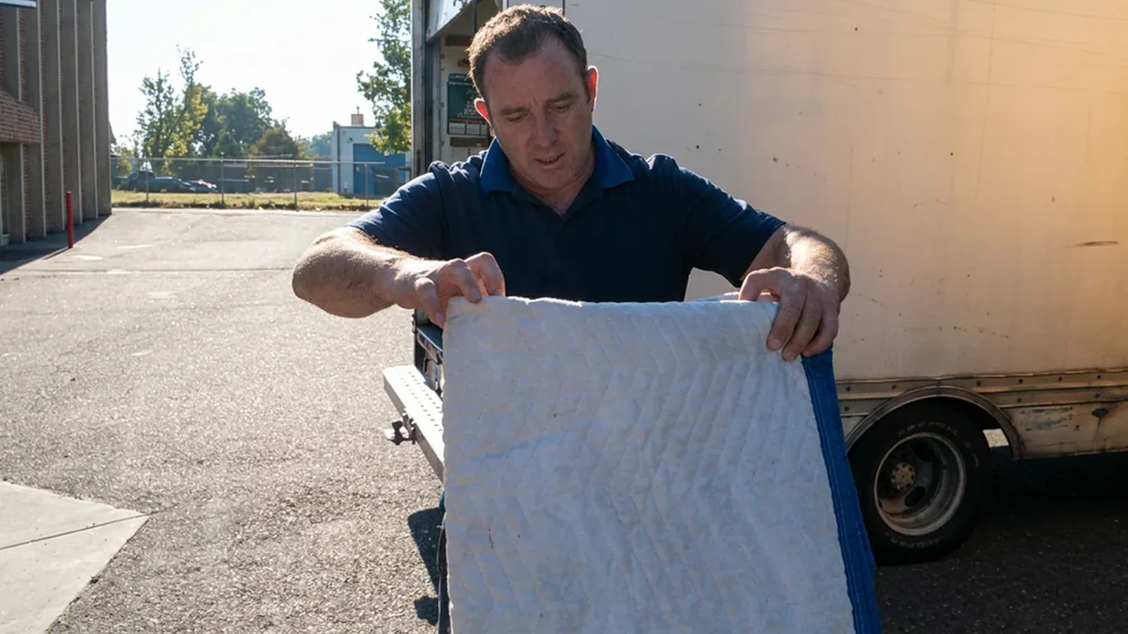 Furniture secured inside a moving truck